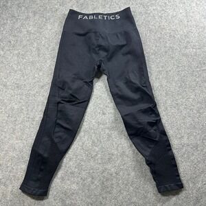 Fabletics Leggings Womens S Black Seamless High Rise Cropped Laser Cut Ribbed